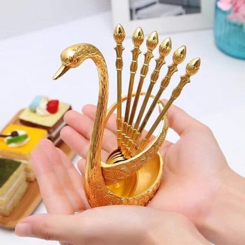 Cutlery Set Spoon Swan Holder