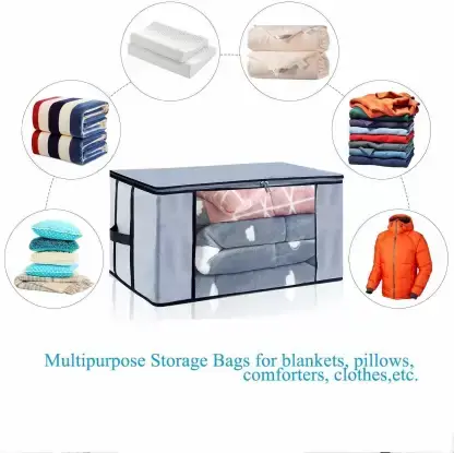 Blanket Storage Bag, Foldable Space-saving Non-woven Fabric Folding Stackable Blanket Storage Bag for Wardrobe