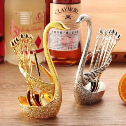 Cutlery Set Spoon Swan Holder