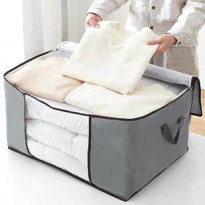 Blanket Storage Bag, Foldable Space-saving Non-woven Fabric Folding Stackable Blanket Storage Bag for Wardrobe