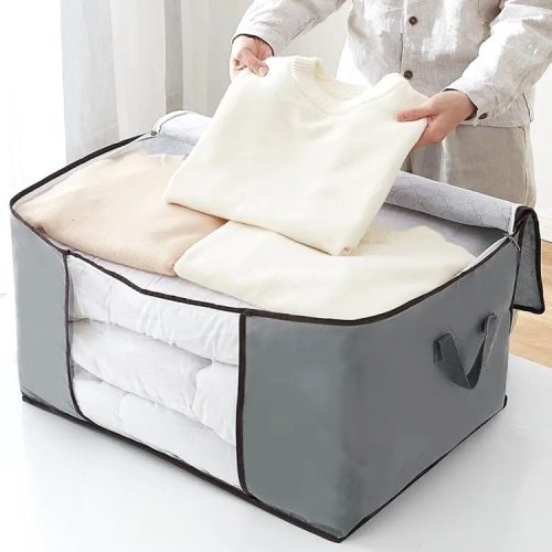 Blanket Storage Bag, Foldable Space-saving Non-woven Fabric Folding Stackable Blanket Storage Bag for Wardrobe
