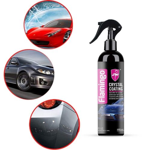 Flamingo Crystal Coating 250ml, Ceramic Coating for Motorcycle / Car Paint Care Nano Hydrophobic Coating Waterproof High Gloss Shine Liquid Polish Wax