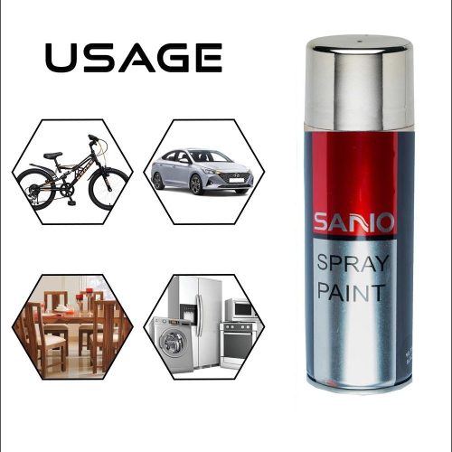 Sanvo Spray Paint (318 Bright Chrome) Metallic Bright Chrome Color Aerosol Spray Paint
