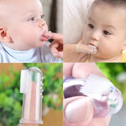 Silicon baby finger toothbrush with cover