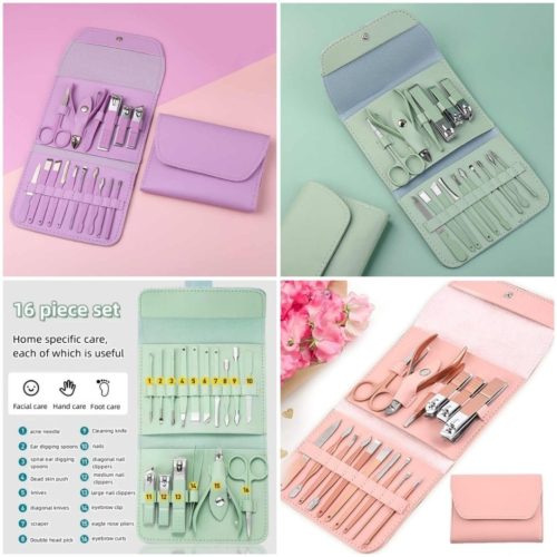 16 Pcs Manicure Set Professional Nail Clippers Pedicure Kit