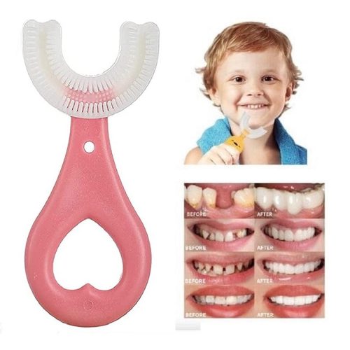 U Shaped Silicone Toothbrush for Kids Children, For Tooth Cleaning