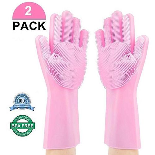 2 পিস সিলিকন ডিশ ওয়াশিং কিচেন হ্যান্ড গ্লাভস, ম্যাজিক সিলিকন ডিশ ওয়াশিং গ্লাভস