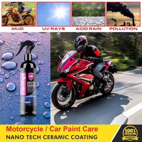 Flamingo Crystal Coating 250ml, Ceramic Coating for Motorcycle / Car Paint Care Nano Hydrophobic Coating Waterproof High Gloss Shine Liquid Polish Wax