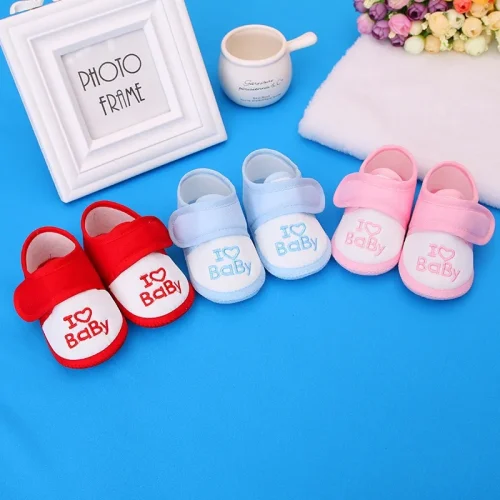 47b8a02c-932f-4549-9535-88086fa0fc48 Newborn Baby Cotton Soft Shoes, I Love Baby Shoe For (0- 12 Months)