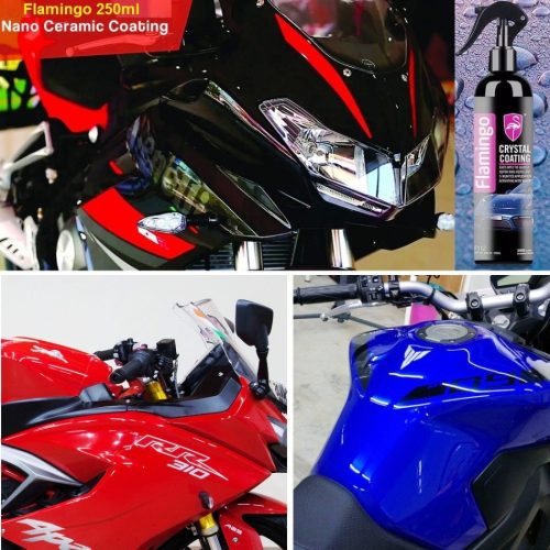 Flamingo Crystal Coating 250ml, Ceramic Coating for Motorcycle / Car Paint Care Nano Hydrophobic Coating Waterproof High Gloss Shine Liquid Polish Wax