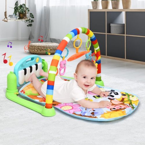 Baby Gym Play Mat Activity Center, Kick and Play Piano Gym Mat with Music and Lights, Gifts for Baby Newborn Toddler Infants Boys Girls