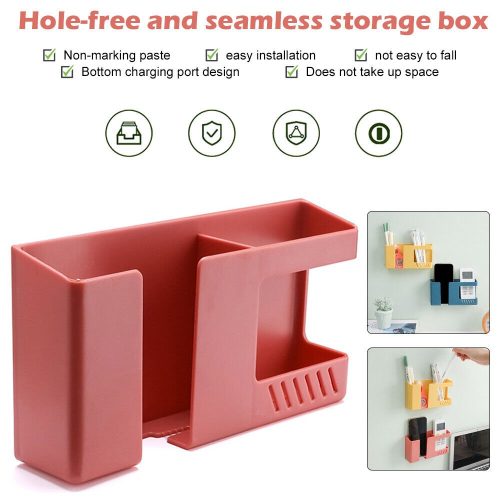 ওয়াল মাউন্ট মোবাইল এবং রিমোট হোল্ডার, 2-ইন-1 মোবাইল ফোন চার্জিং স্ট্যান্ড এবং বহুমুখী স্টোরেজ হোল্ডার বন্ধনী