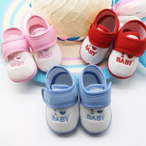 60332f95-b34b-4cb2-acda-562a31d0e824 Newborn Baby Cotton Soft Shoes, I Love Baby Shoe For (0- 12 Months)