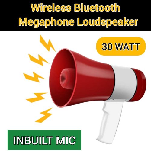 Hand Mike Speaker - Hand Mic, Handheld Megaphone with Recorder USB and Memory Card Input for Announcing; Talk; Record; Play; Siren; Music with Battery and Charger