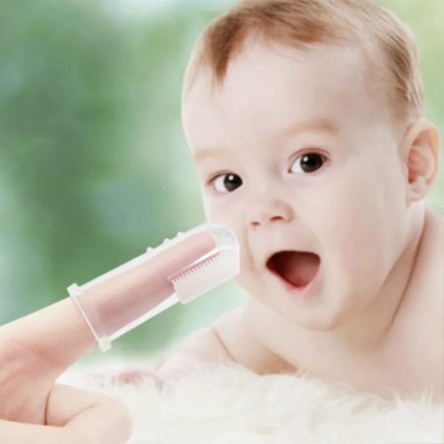 Silicon baby finger toothbrush with cover