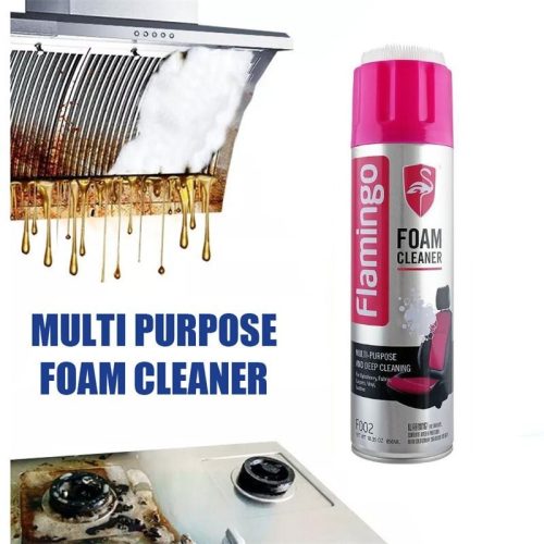 Flamingo Multi-Purpose Foam Cleaner with Brush– 650 ml, Dry Wash Foam Cleaner Spray