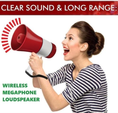 Hand Mike Speaker - Hand Mic, Handheld Megaphone with Recorder USB and Memory Card Input for Announcing; Talk; Record; Play; Siren; Music with Battery and Charger