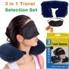 Travel Selection 3 in 1 with Comfort Neck Pillow Sleeping Eye Mask & Travel Earplug Set