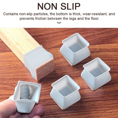 Silicone Chair Leg Square Caps 4Pcs/set