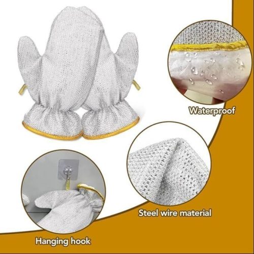 1Pcs Steel Wire Dish Cleaning Gloves for Kitchen, Waterproof Kitchen Cleaning Dish washing Gloves