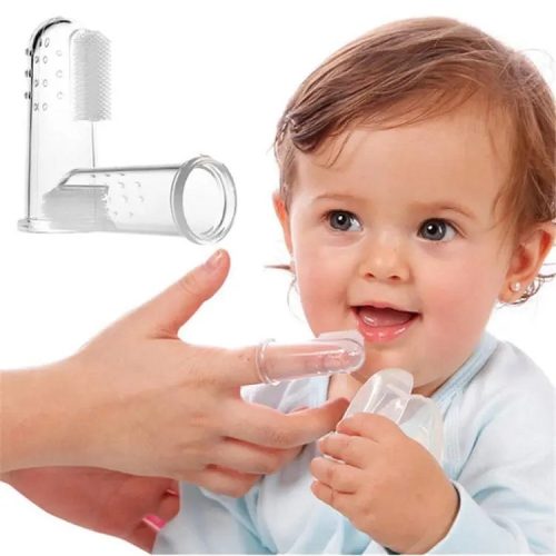 Silicon baby finger toothbrush with cover