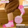 1 Pairs Baby Socks With Non-Slip Grips, Baby Non-skid Socks Toddler Newborn Infant Non Slip Socks with Grips Anti-Slip Girls Boys Ankle Socks