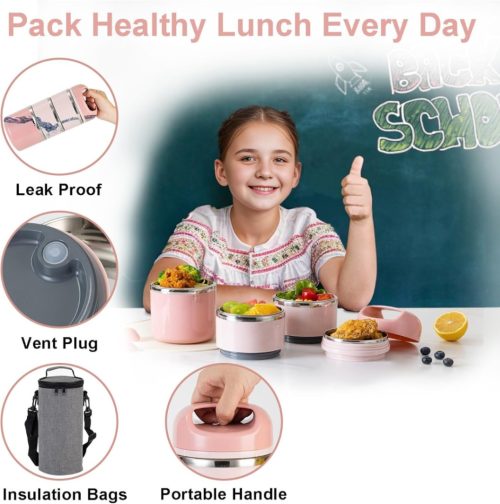 952e2ffb-81f3-4e7d-a645-6fa9e8af9165 Tedemei 3-Layer Stainless Steel Lunch Box Leak-Proof with Handle and PU Foam Insulation