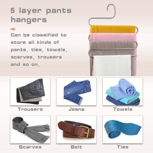 5 Layers Stainless Steel S Shape Multifunctional Clothes Hanger