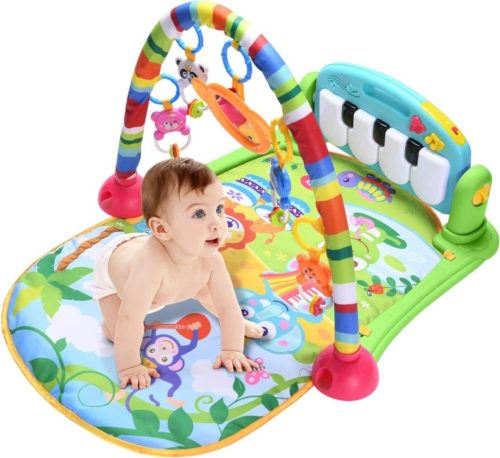 Baby Gym Play Mat Activity Center, Kick and Play Piano Gym Mat with Music and Lights, Gifts for Baby Newborn Toddler Infants Boys Girls