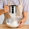 Flour Sifter, Stainless Steel Sifter for Baking, Double Layer Fine Mesh Baking Sifter, One Hand Press Crank Sifter for Powdered Sugar Shaker Duster, Flour Sieve Sifter for Baking Cakes Rondauno