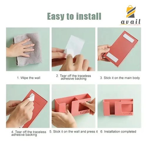 ওয়াল মাউন্ট মোবাইল এবং রিমোট হোল্ডার, 2-ইন-1 মোবাইল ফোন চার্জিং স্ট্যান্ড এবং বহুমুখী স্টোরেজ হোল্ডার বন্ধনী