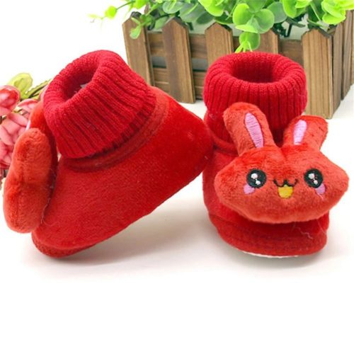 Rabbit Cartoon Baby Shoe, Warm Soft Sole Winter Plush and Thick Cotton Socks and Shoes
