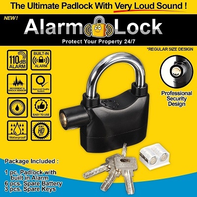 a0734b1a-d80f-4599-9929-ec3965c922c0 Security Alarm Lock for Bike, shop, Garage and Door, Anti-Thief Security Siren Alarm Padlock