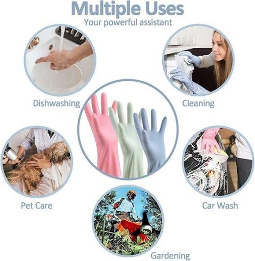 পিভিসি কিচেন গ্লাভস ২ পিস, সিলিকন ডিশ ওয়াশিং কিচেন হ্যান্ড গ্লাভস