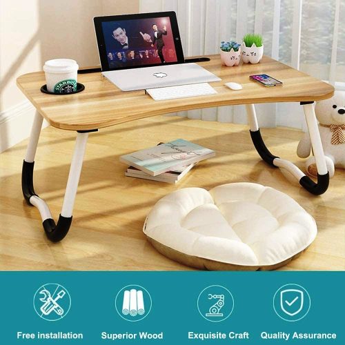 Foldable Laptop Table Wooden For Reading, Writing, Eating, On Bed
