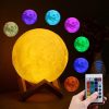 3D Moon Lamp 16 Colors With Remote Control