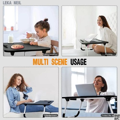 Foldable Laptop Table Wooden For Reading, Writing, Eating, On Bed