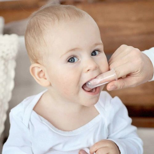 Silicon baby finger toothbrush with cover