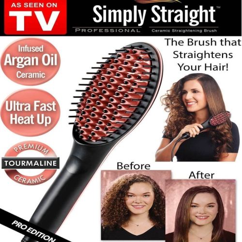 Simply Straight Ceramic Heat Hair Straightening Brush With Digital Control, Ceramic Heat Hair Straight Brush with Digital Control