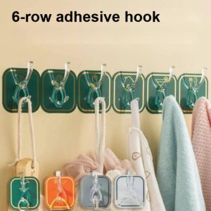 6Pcs Self Adhesive Hook Key Storage Hanger for Kitchen Bathroom Door Wall