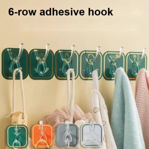 6Pcs Self Adhesive Hook Key Storage Hanger for Kitchen Bathroom Door Wall