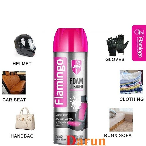 Flamingo Multi-Purpose Foam Cleaner with Brush– 650 ml, Dry Wash Foam Cleaner Spray