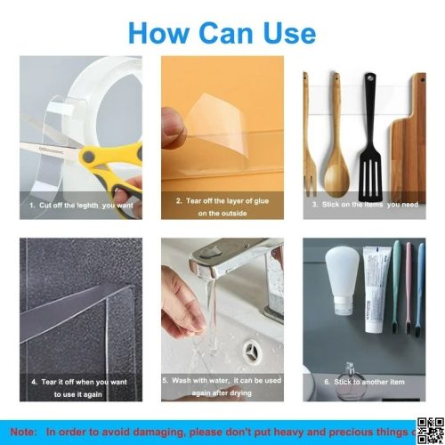 ডাবল সাইডেড আঠালো ন্যানো টেপ-৩ মি, ডাবল সাইডেড টেপ, উভয় সাইডেড টেপ