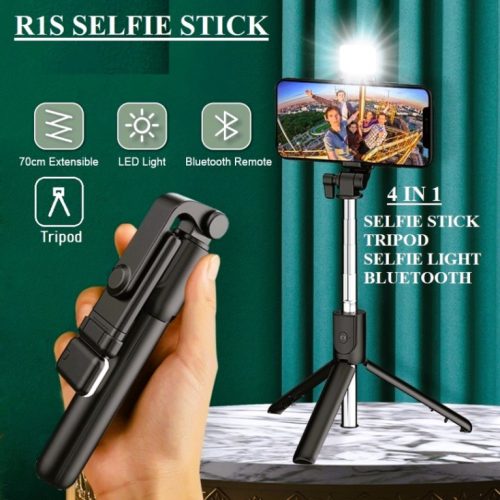 ef325249-f09d-41b1-b7ce-63d760f2a3e3 R1S Bluetooth Selfie Stick 4 in 1 Tripod Remote Control Selfie Stand