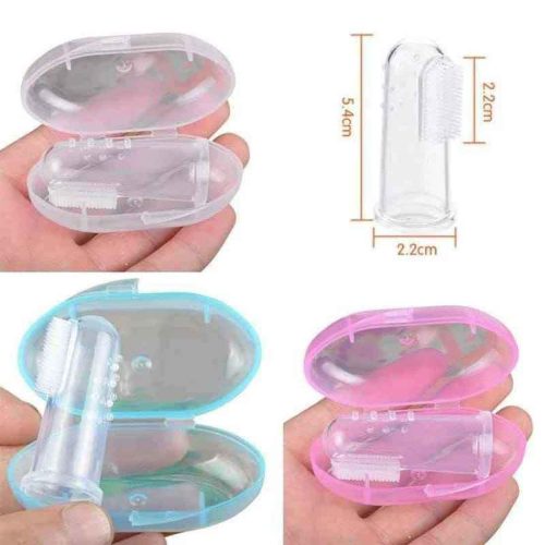 Silicon baby finger toothbrush with cover