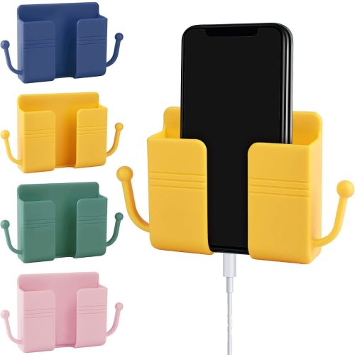 Wall Mount Phone Holder Wall Mount Phone Plug Holder Storage Box Charging Cell Phone Stand Brackets For Bedroom Bathroom Study-ওয়াল মাউন্ট ফোন হোল্ডার।