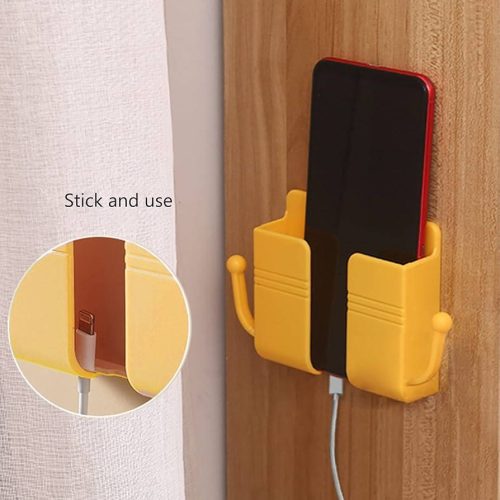 Wall Mount Phone Holder Wall Mount Phone Plug Holder Storage Box Charging Cell Phone Stand Brackets For Bedroom Bathroom Study-ওয়াল মাউন্ট ফোন হোল্ডার।