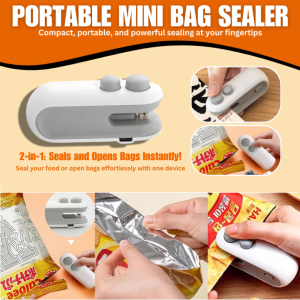 Mini Bag Sealer, Rechargeable Heat Sealer, 2 in 1 Chip Bag Sealer & Cutter, Mini Bag Sealer Machine, Portable Handheld Food Sealer for Plastic Bags