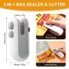 Mini Bag Sealer, Rechargeable Heat Sealer, 2 in 1 Chip Bag Sealer & Cutter, Mini Bag Sealer Machine, Portable Handheld Food Sealer for Plastic Bags
