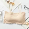 Shezzy Seamless Tube Top Bra for Women Ice Silk Push Up Narrow Straps Bralette